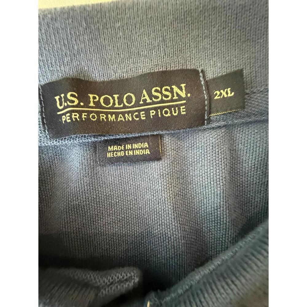 US Polo Assn Polo Shirt Mens 2XL Blue Performance Pique Golf Stretch Casual NWT - Picture 4 of 8